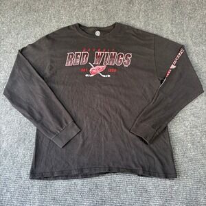 NHL Detroit Red Wings Long Sleeve Graphic T-Shirt Black Mens Large 4204